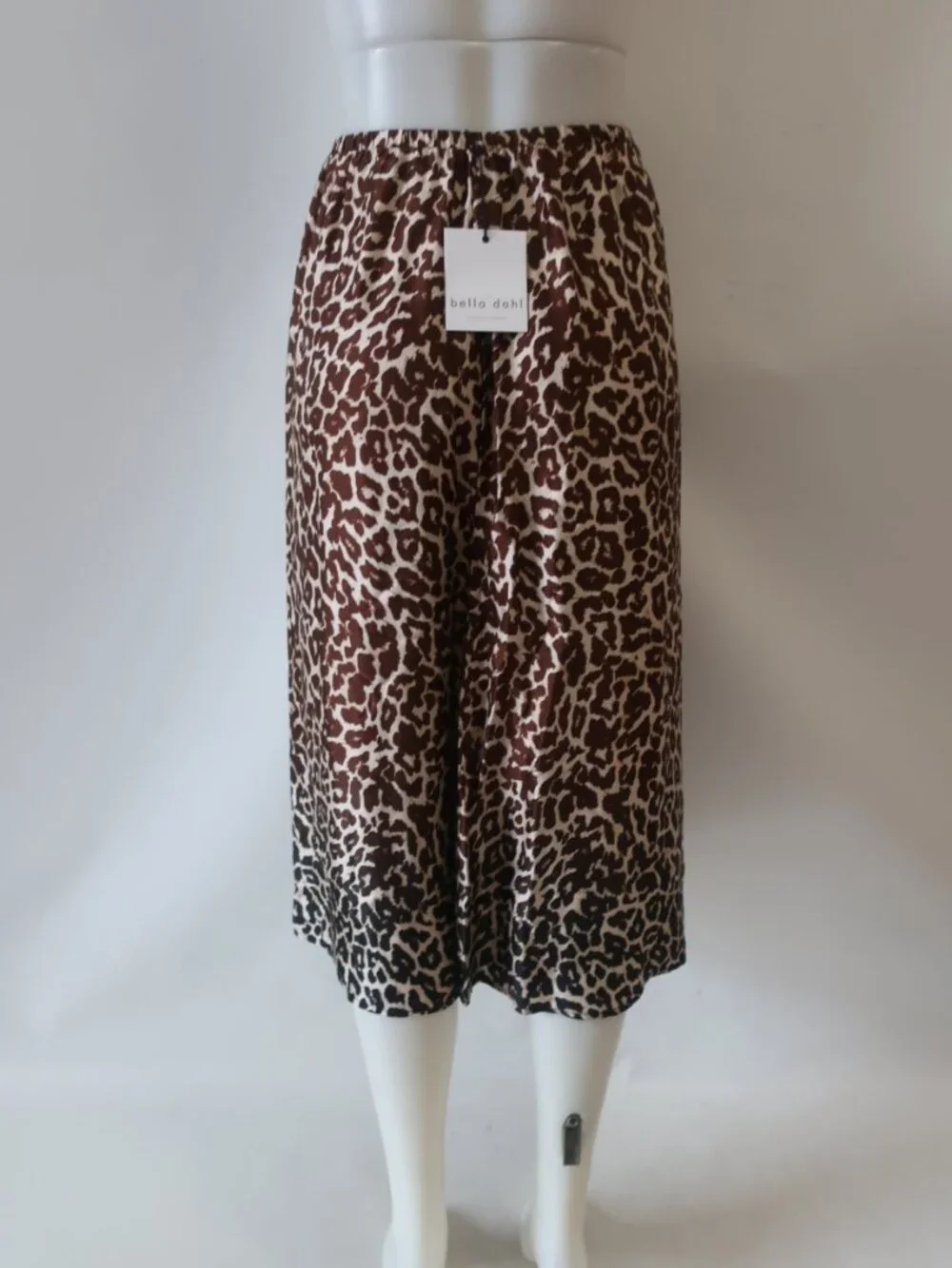 NWT Womens Bella Dahl Brown Beige (Item- 308) Rayon Silk Ombre Leopard Skirt S